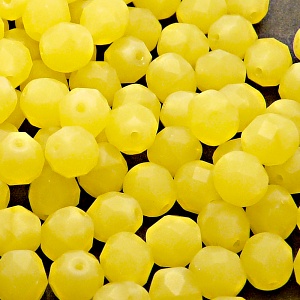 25pcs Czech Fire Polished Faceted Glass Beads Round 8mm Yellow Alebaster Matte