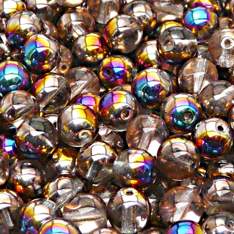 25pcs Czech Pressed Glass Round Beads 8mm Crystal Sliperit