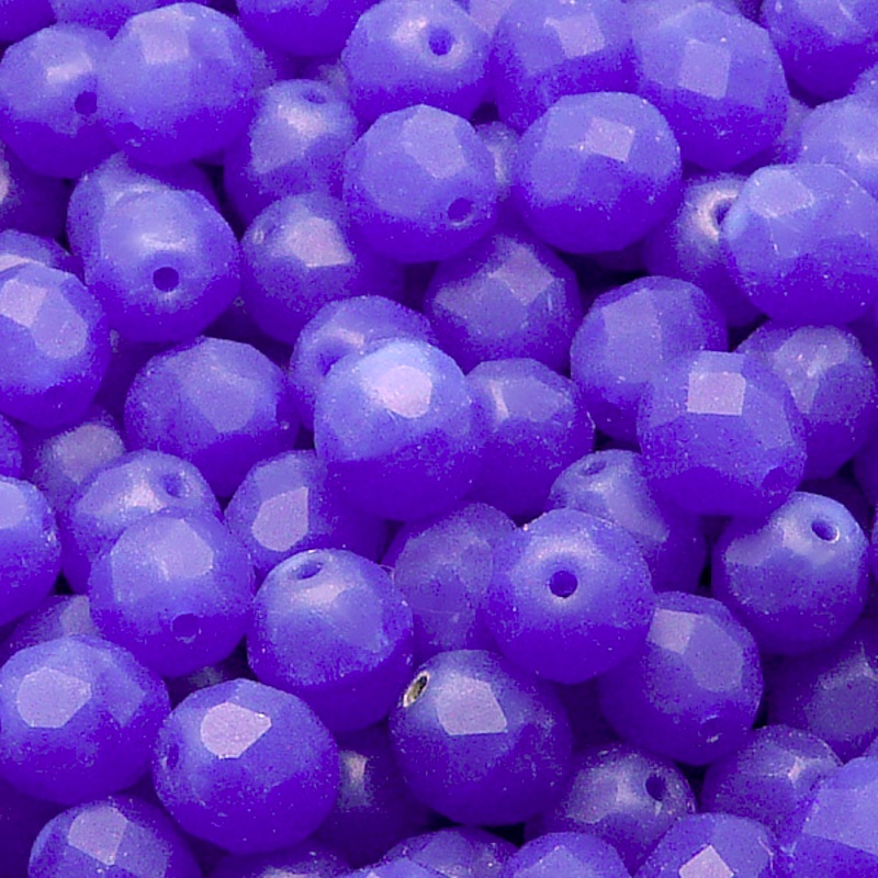 25pcs Czech Fire Polished Faceted Glass Beads Round 8mm Sapphire Alabaster Matte