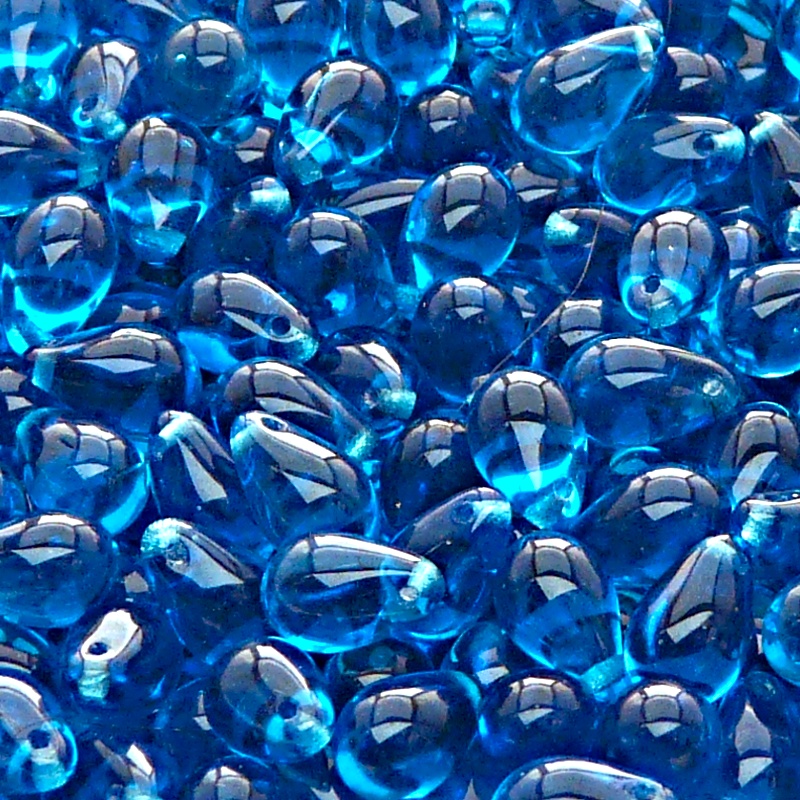 30pcs Czech Pressed Glass Teardrop Beads 6x9mm Aquamarine