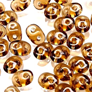 50pcs Czech Two Hole Pressed Glass Matubo SuperDuo Seed Beads 2,5x5mm Smoked Topaz