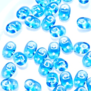 50pcs Czech Two Hole Pressed Glass Matubo SuperDuo Seed Beads 2,5x5mm Light Aquamarine