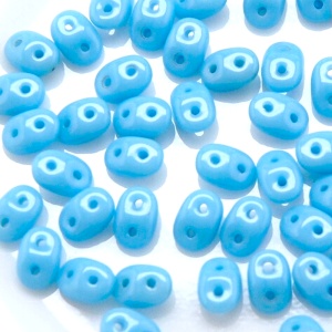 50pcs Czech Two Hole Pressed Glass Matubo SuperDuo Seed Beads 2,5x5mm Opaque Turquoise Blue