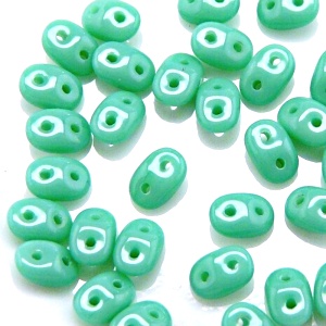 50pcs Czech Two Hole Pressed Glass Matubo SuperDuo Seed Beads 2,5x5mm Opaque Turquoise Green