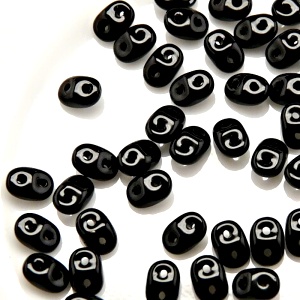 50pcs Czech Two Hole Pressed Glass Matubo SuperDuo Seed Beads 2,5x5mm Jet