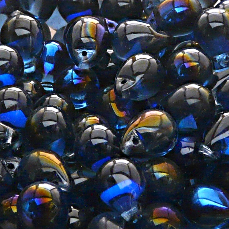 10pcs Czech Pressed Glass Teardrop Beads 10x14mm Sapphire Azuro