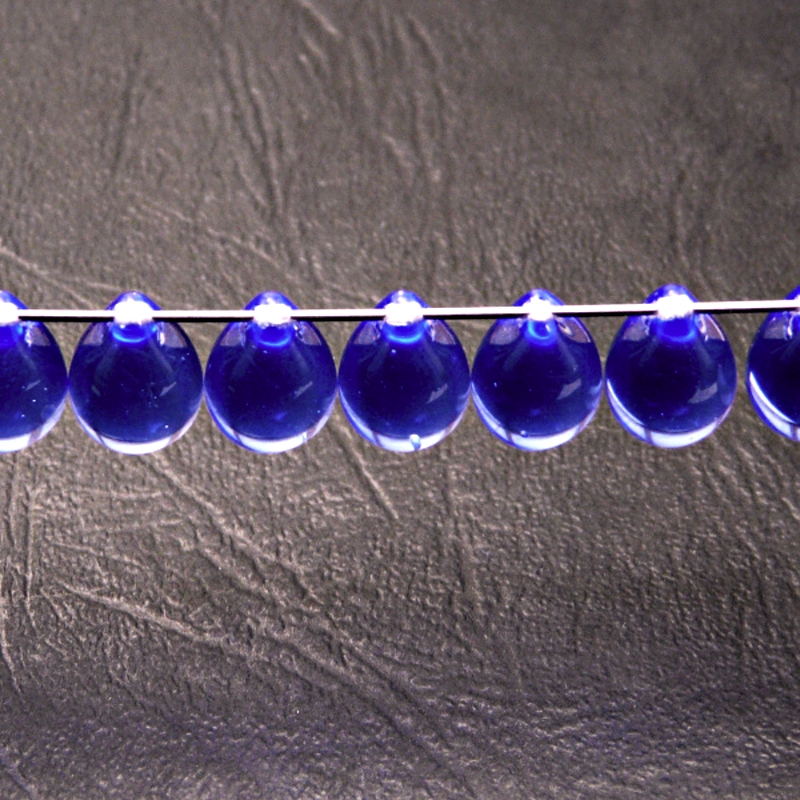 10pcs Czech Pressed Glass Teardrop Beads 10x14mm Montana Sapphire