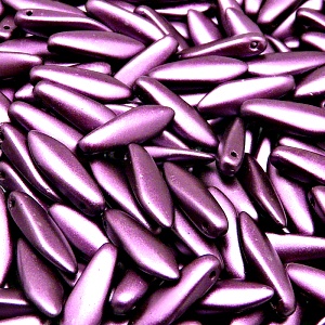 30pcs Czech Pressed Glass Dagger Beads 5x16mm Alabaster Pastel Bordeaux