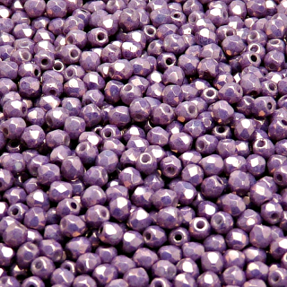 100pcs Czech Fire Polished Faceted Glass Beads Round 3mm Opaque Mix Amethyst Gold Ceramic Look