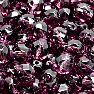 25pcs Czech Fire Polished Faceted Glass Beads Round 8mm Amethyst