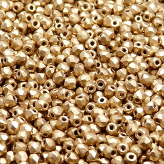 100pcs Czech Fire Polished Faceted Glass Beads Round 3mm Crystal Bronze Pale Gold Matte
